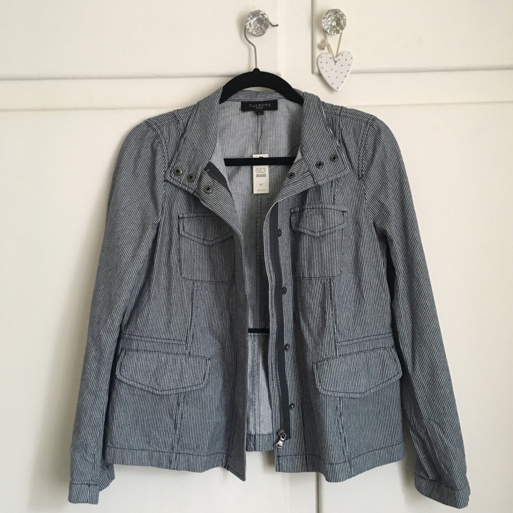 NEW Talbots Striped Canvas Field Utility Jacket 8P